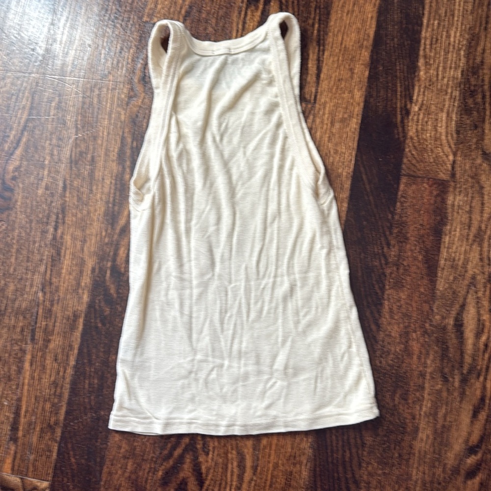 Monrow Cream Ribbed Racerback Tank Top - Picture 4 of 5